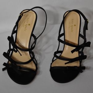 Black satin Kate Spade sandals.
